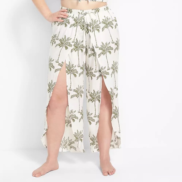 Swim By Cacique Other - SWIM By Cacique Palm Tree Print Wide-Leg Cover Up Pants Swim wear Sz 22/24